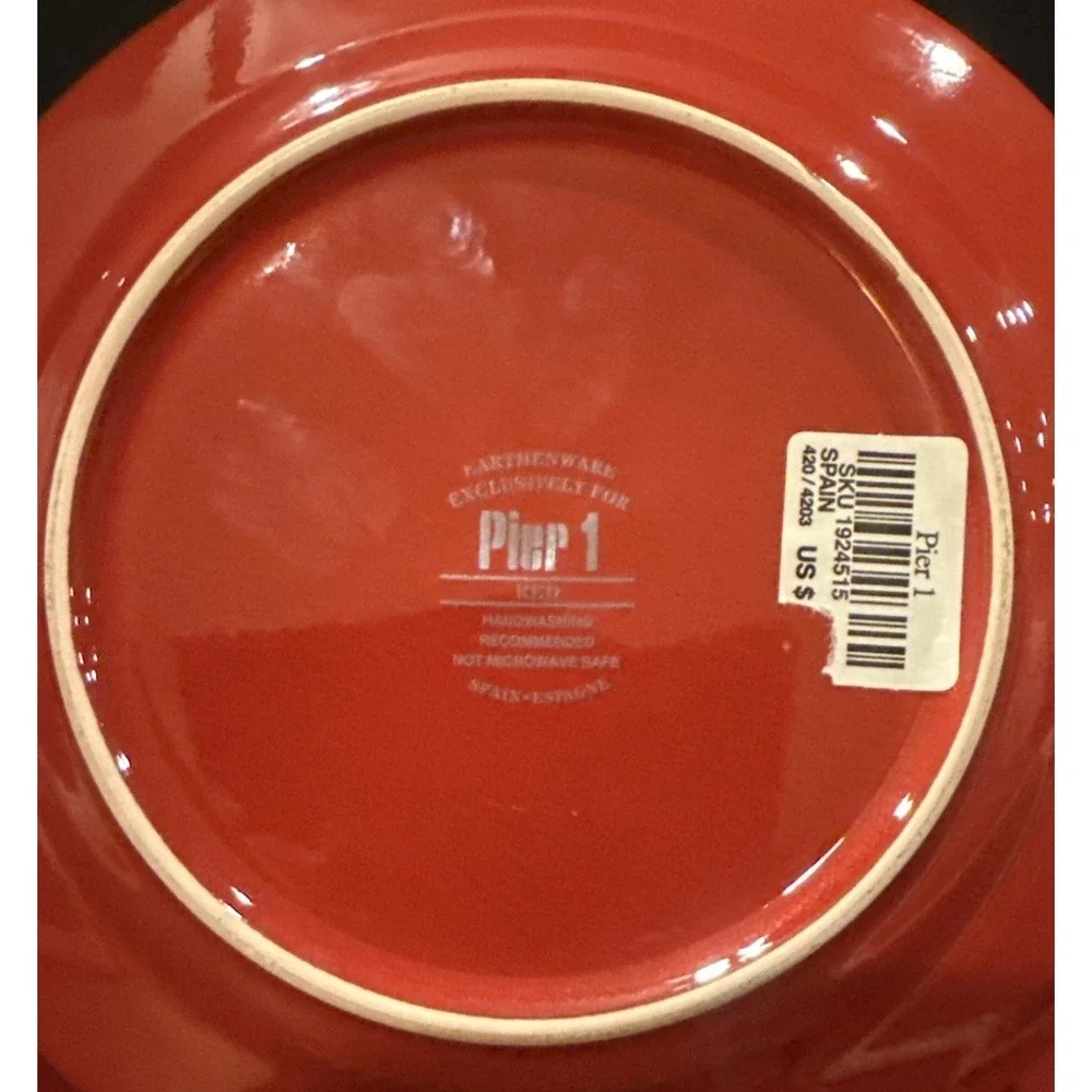 Pier 1 Red Salad Plates Plate 8 Inch Set Of 2 NEW Holiday Classic‎ Earthenware